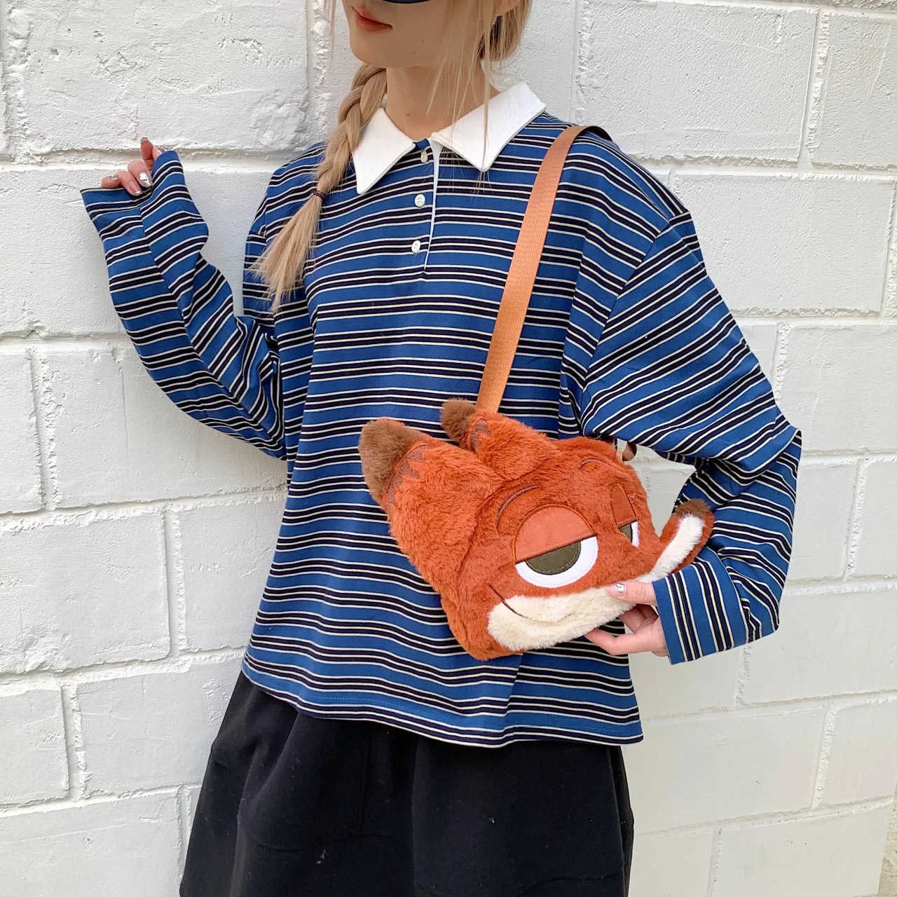 Zootopia 2 Nick Plush Cosplay Bag Large Capacity Soft Furry Shoulder Bag Daily Casual Travel Storage Purse Anime Periphery Gift