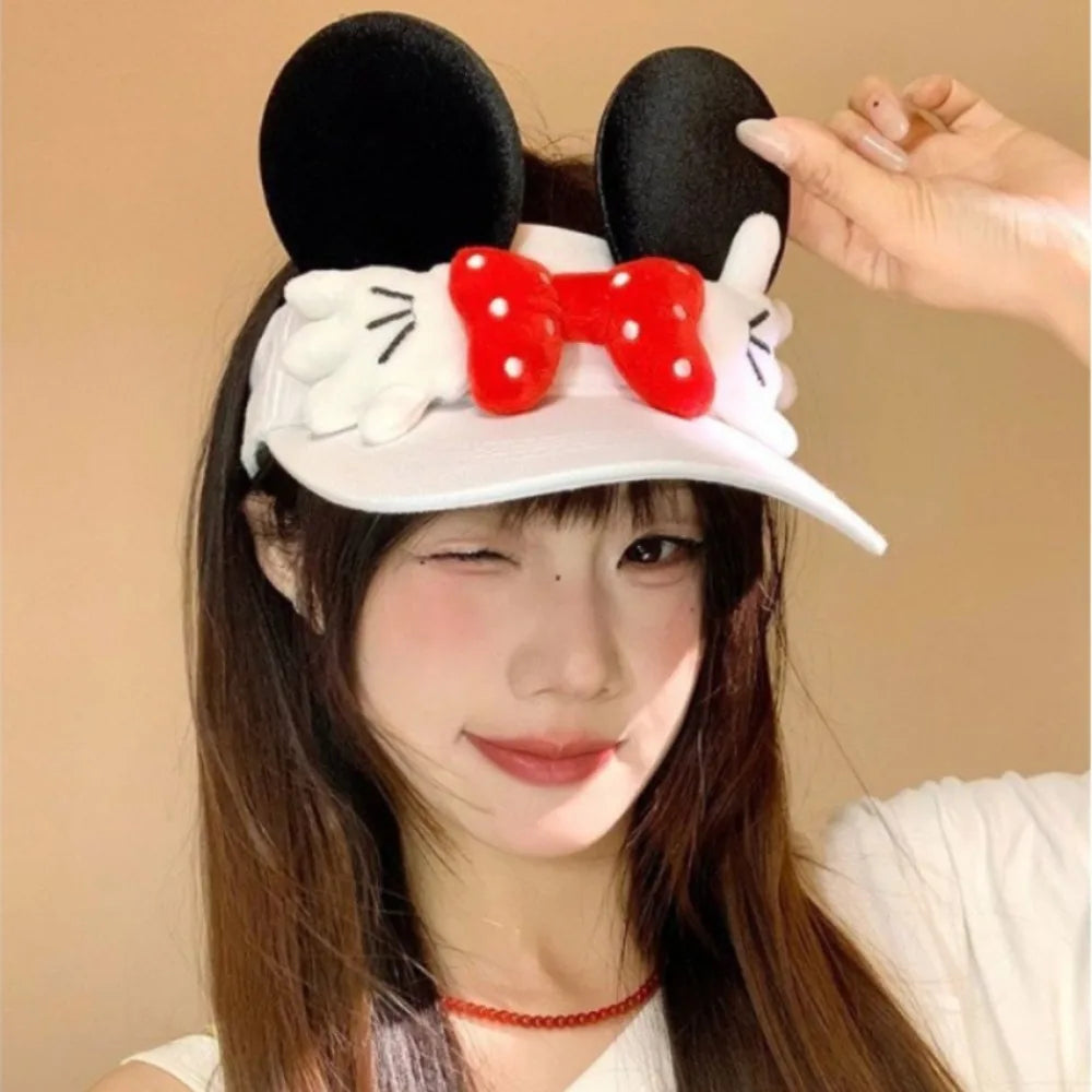 Cute Cartoon Mickey Hat Women's New Summer Fashion and Versatile Travel Sun Protection Peaked Hat Suitable for Outdoor Travel