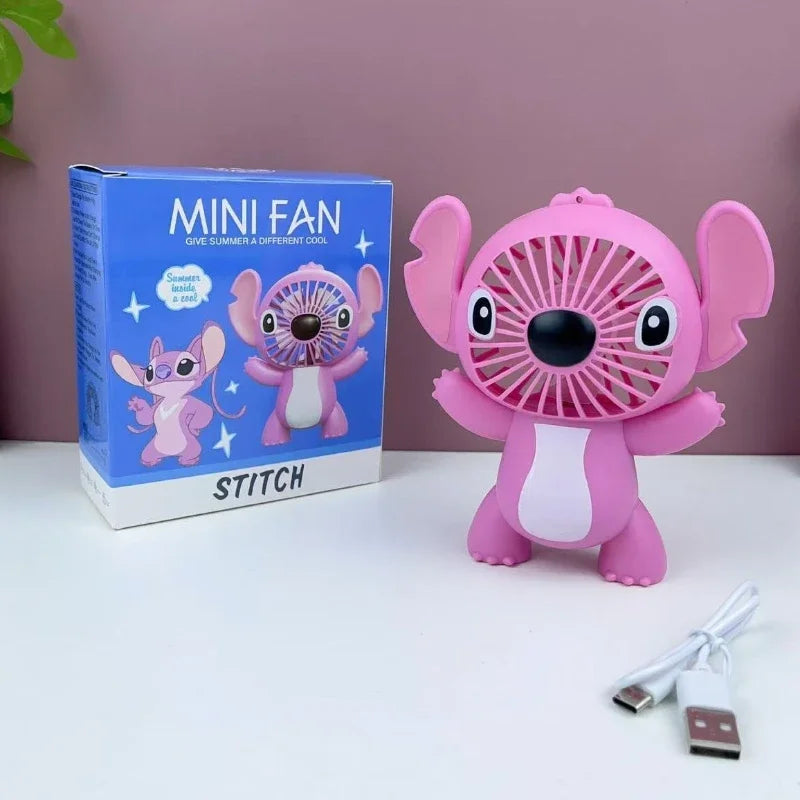 New Anime Lio&Stitch Fan Children Student Kawaii Cartoon Small Fan Boys Girls Summer Portable Cool Fan Kids Gifts Toys