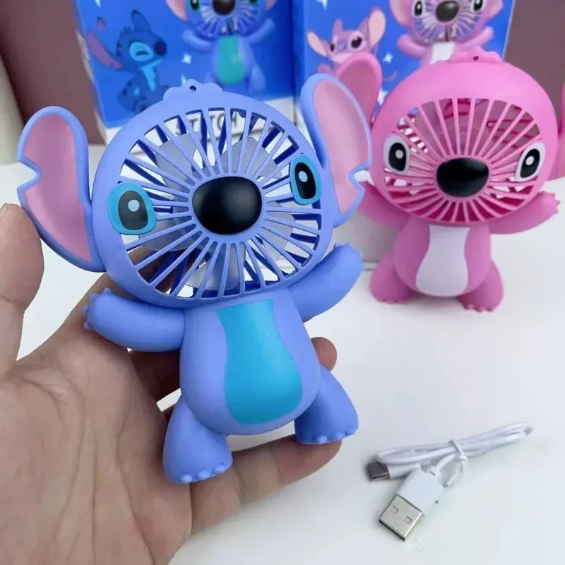 New Anime Lio&Stitch Fan Children Student Kawaii Cartoon Small Fan Boys Girls Summer Portable Cool Fan Kids Gifts Toys