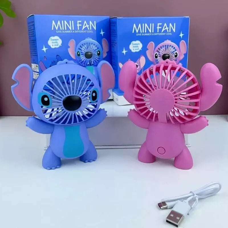 New Anime Lio&Stitch Fan Children Student Kawaii Cartoon Small Fan Boys Girls Summer Portable Cool Fan Kids Gifts Toys