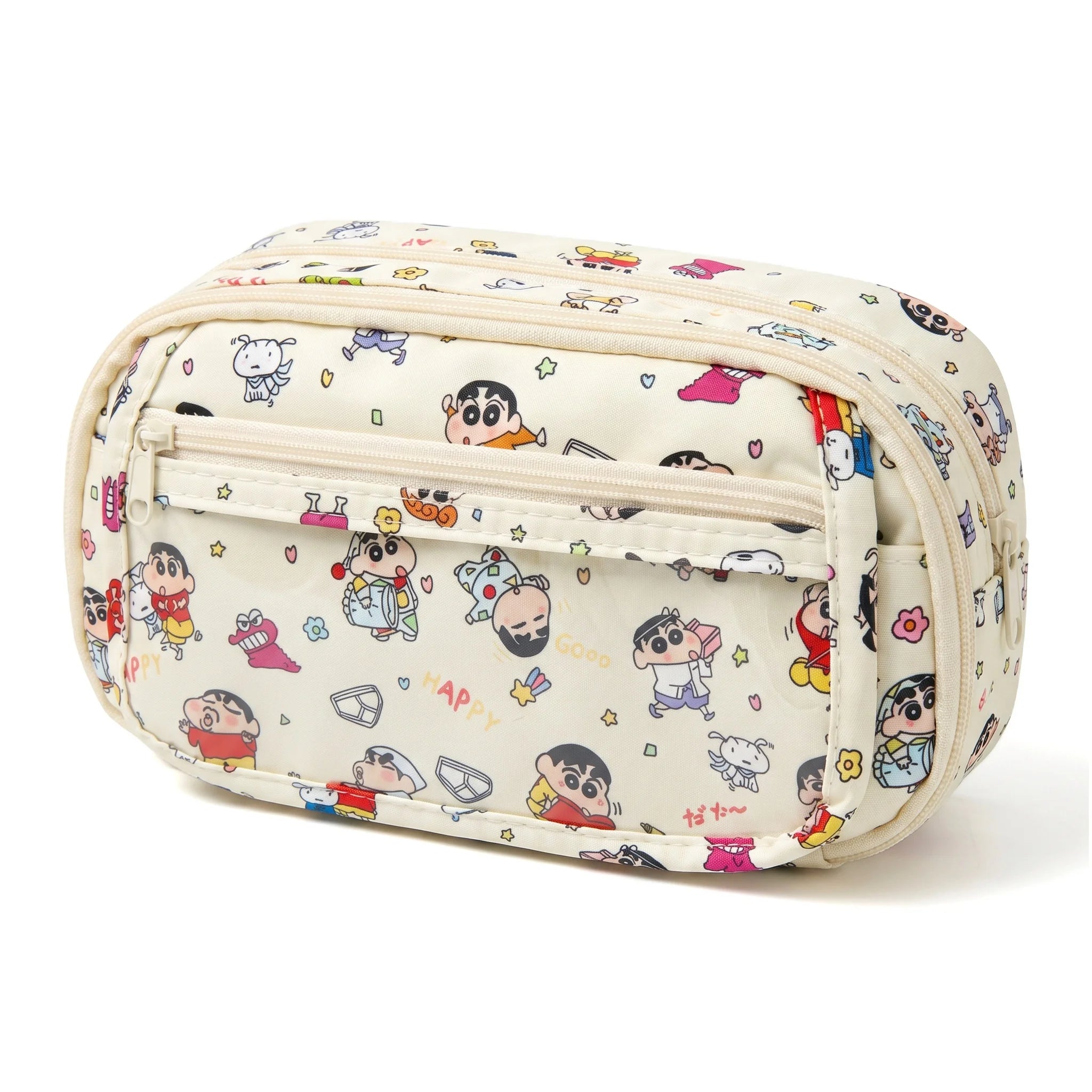Cute Anime Crayon Shin-chan Style Large Capacity Pencil Case Zipper Stationery Makeup Pouch for Students School Office Supplies