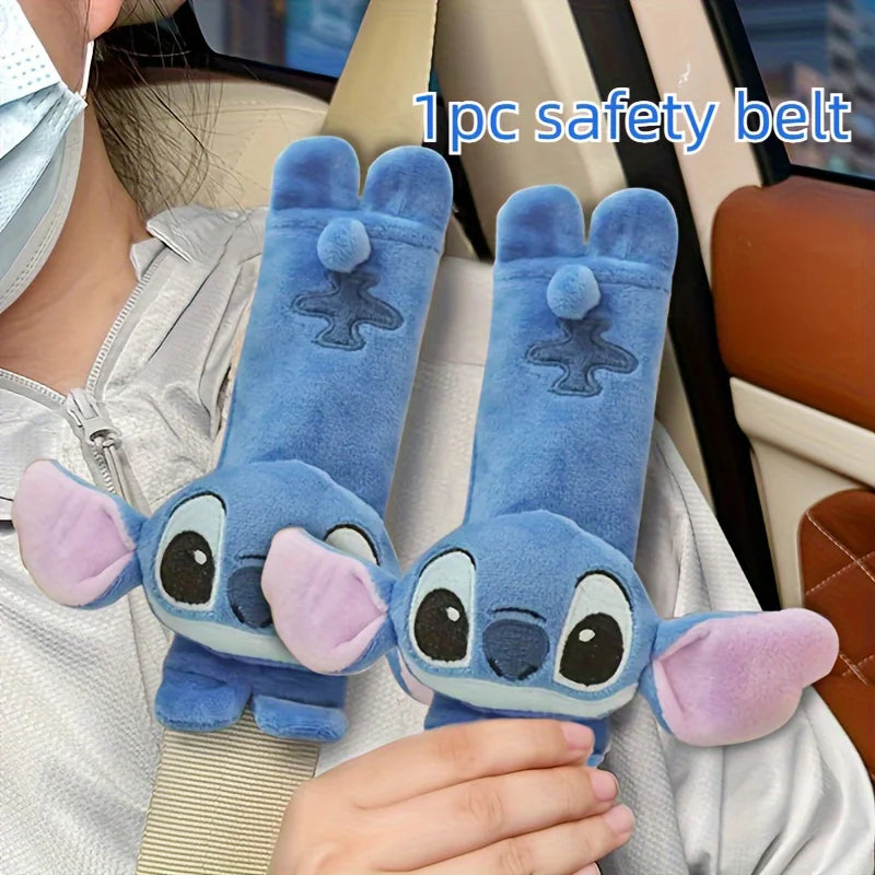 1 Disney Stitch Soft Car Seat Belt Shoulder Pad - Comfortable Neck Support, Ideal Gift for Birthdays