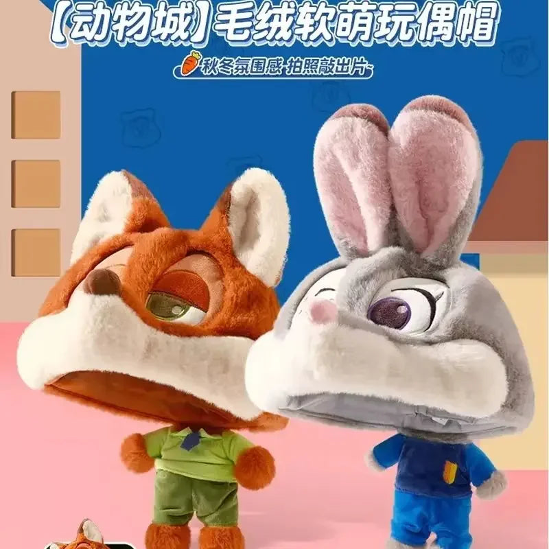 Anime Zootopia Judy Nick Plush Hat Winter Warmth X3D Doll Adjustable Hat Cartoon Peripheral Products Couple Trendy Toys Gifts
