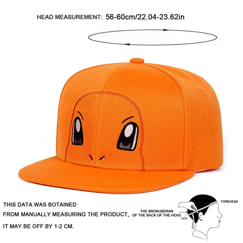 New Pokemon Squirtle Pikachu Bulbasaur Charmander‌ Embroidery Baseball Cap Cute Anime Snorlax Mew Anime Adjustable Sun Hat Gifts