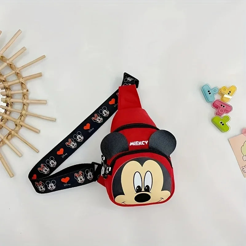 Women's Large-Capacity Single-Shoulder Bag with Cute Disney Mickey Mouse Cartoon Letters, Shoulder School Bag for Study