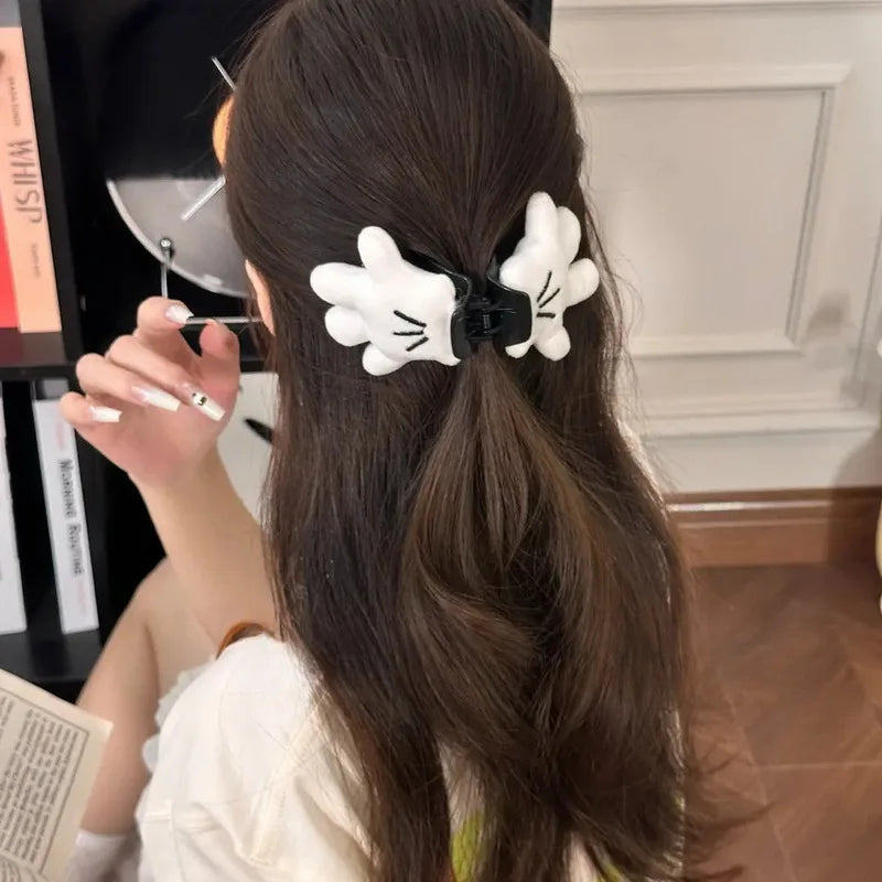 Cute Mickey Palm Hair Claw Clips For Women Creative Hairclips Girls Mickey Hand Hairpin Small Funny Claw Clip Hair Accessories