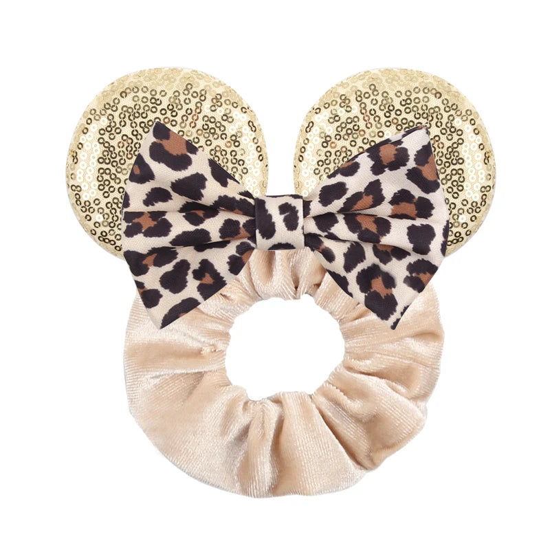 Cartoon Polka Dot Bow Hair Scrunchies Velvet Hairbands For Girls Sequins Bows Headbands Women Kids Party DIY Decoration
