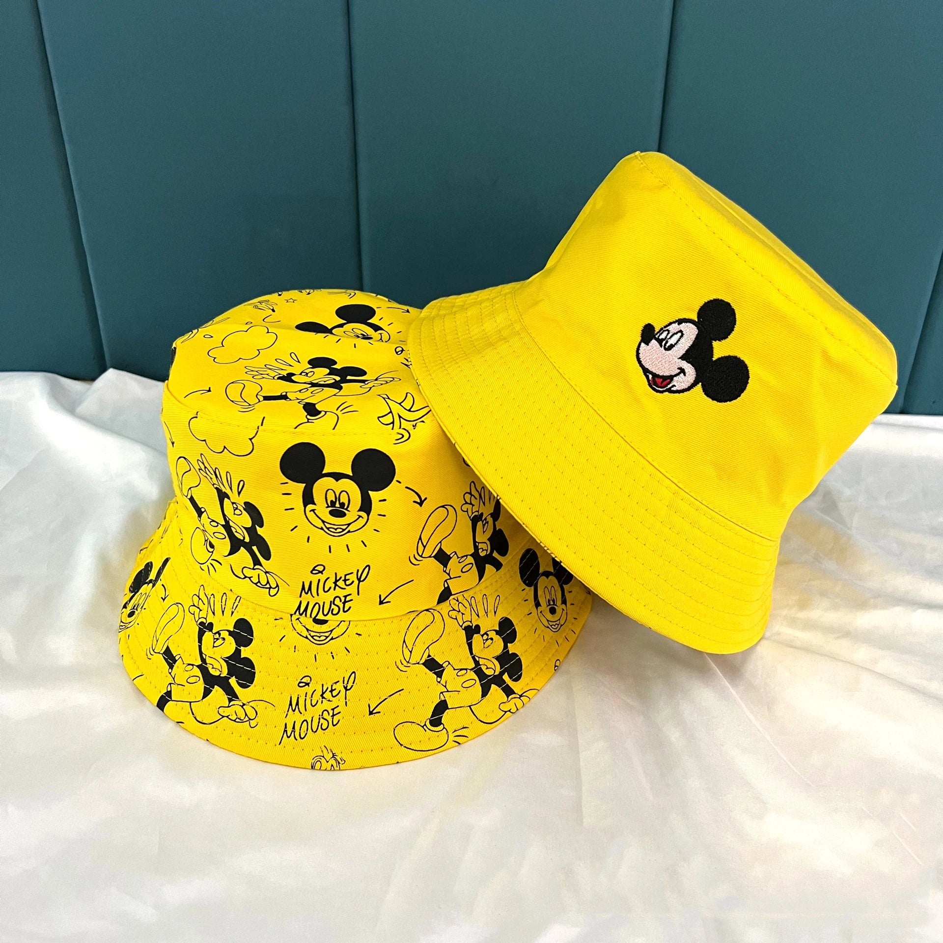 Mickey Mouse Cartoon Universal Fisherman Hat Double-sided Printing Cotton Cap Birthday For Kids Gifts Circumference 56-58cm