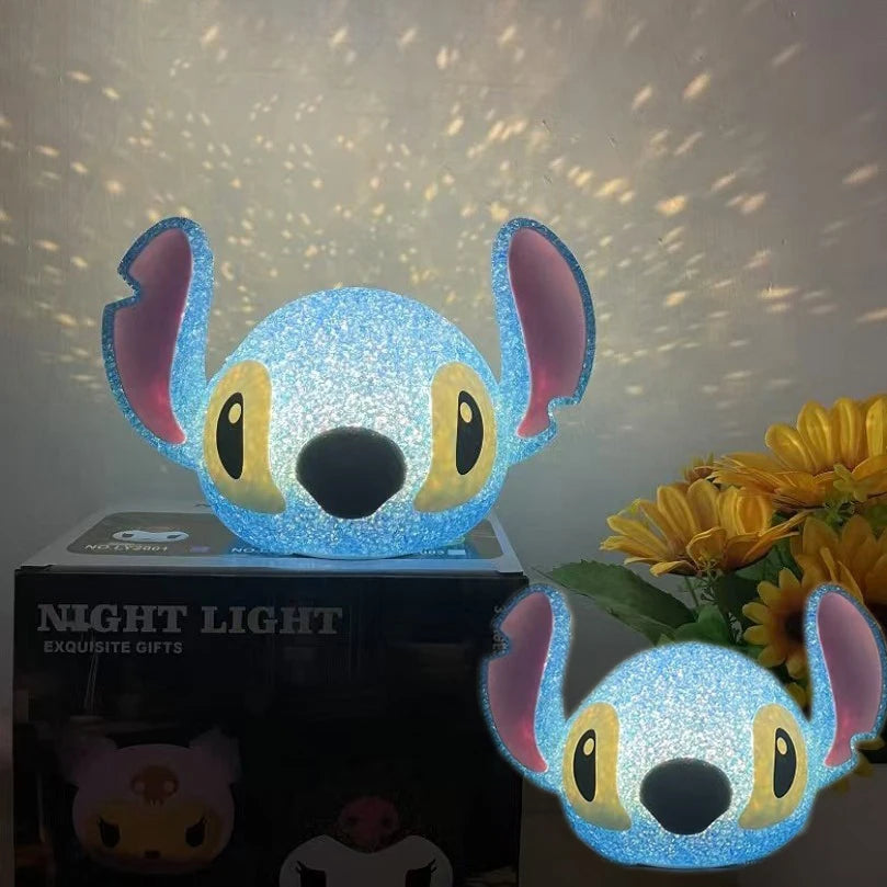 Hot Lilo & Stitch Particle Projection Night Light Cartoon Lilo And Stitch 3D Doll Reading Lamp Creative Desk Lamp Toys Gifts