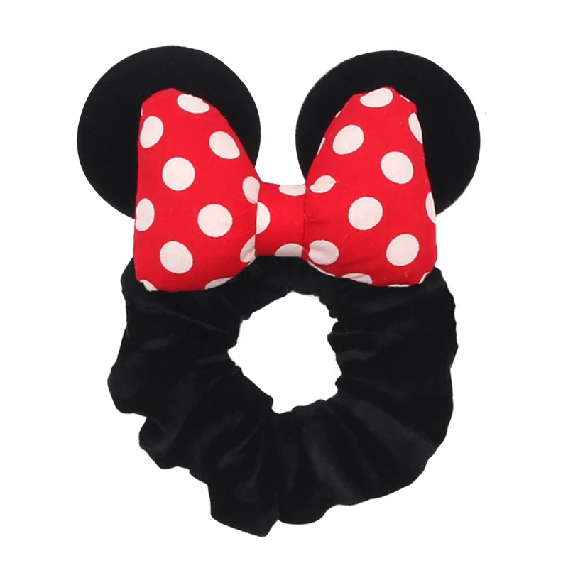 Cartoon Polka Dot Bow Hair Scrunchies Velvet Hairbands For Girls Sequins Bows Headbands Women Kids Party DIY Decoration