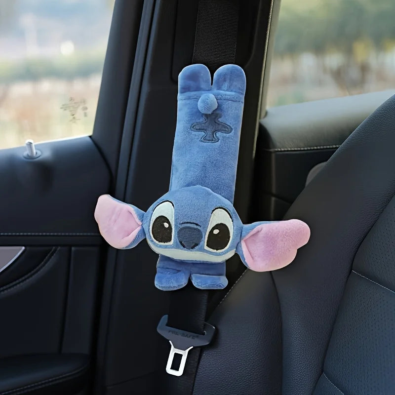 1 Disney Stitch Soft Car Seat Belt Shoulder Pad - Comfortable Neck Support, Ideal Gift for Birthdays