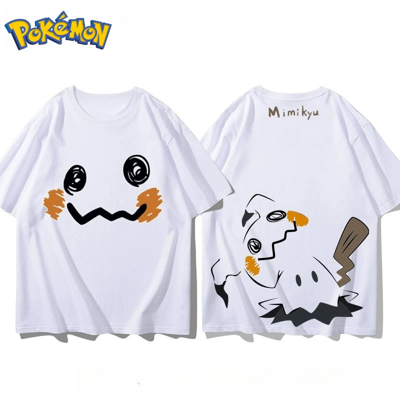 Men's New Pokémon Mimikyu Front and Rear Printed T-shirt Men's and Women's Summer New  Loose Casual Versatile Short-sleeved Top