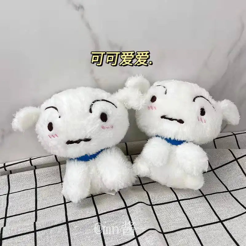 12CM Anime Crayon Shin-chan Nohara Shiro white dog Kawaii Q version Figure Keychain backpack pendant Model Plush Toys Doll Gifts