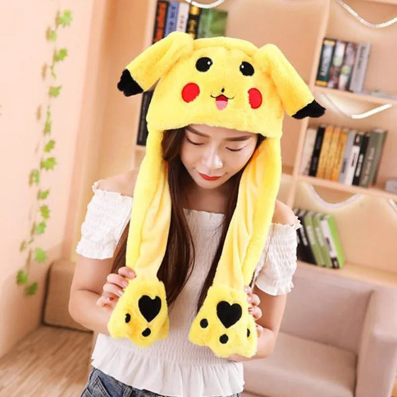 Pokemon Pikachu Plush Hat Cute Ear Shape with Light Cosplay Party Supplies Anime Peripheral Soft Cap Creative Birthday Gifts Toy