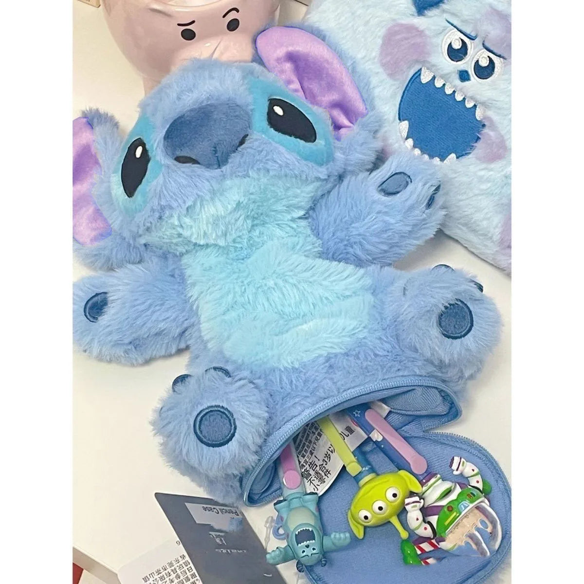 【Stock】Stitch Plush Cute Pencil Case Anime Kawaii Pen Bag Kids School Home Stationery Box Lilo & Stitch Plush Bags Kids Gift Toy
