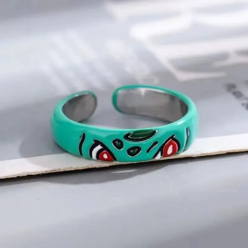 Pokemon Dratini Couple Ring S925 Silver Anime Peripheral Opening Adjustable  Cartoon Accessories Fashion Gift