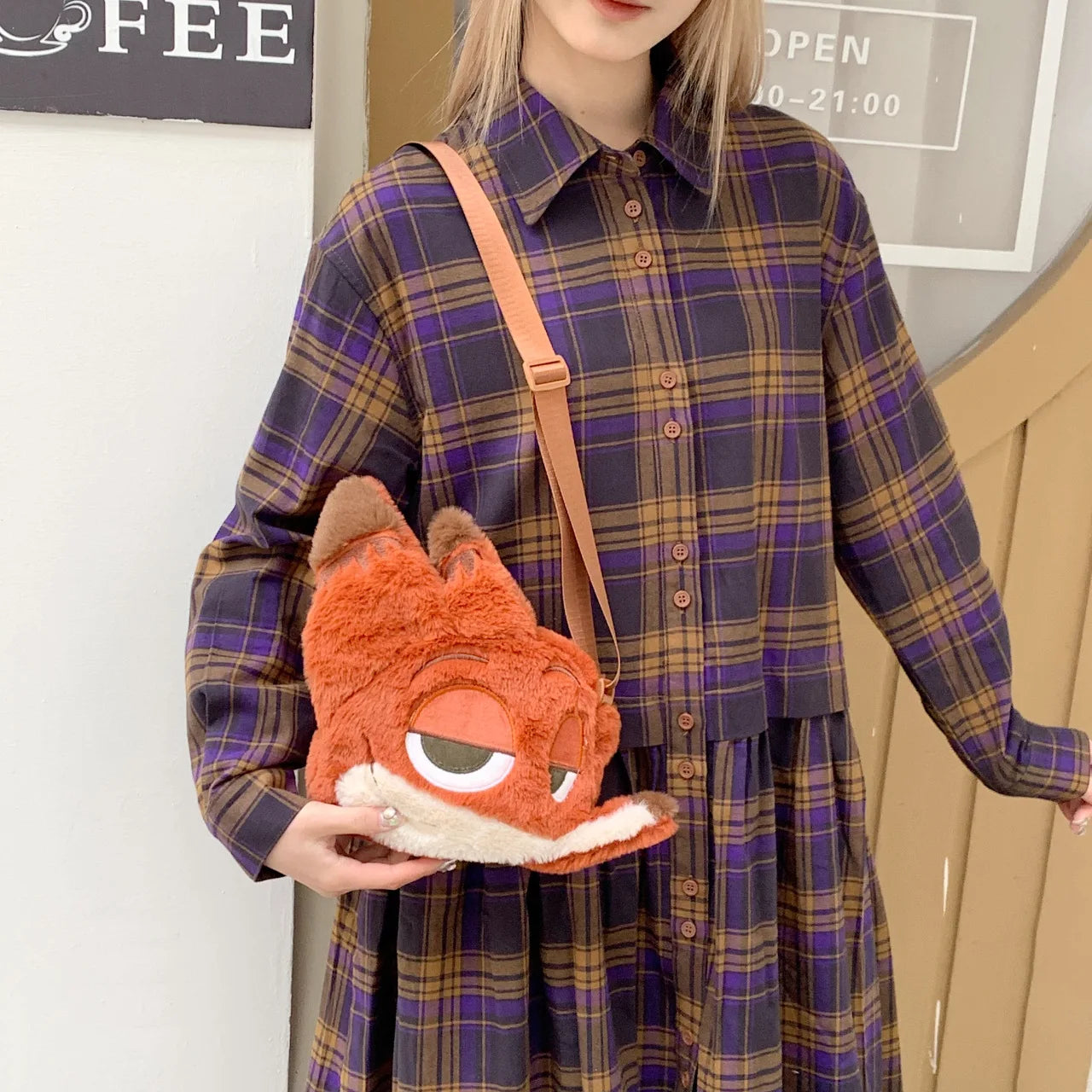 Zootopia 2 Nick Plush Cosplay Bag Large Capacity Soft Furry Shoulder Bag Daily Casual Travel Storage Purse Anime Periphery Gift