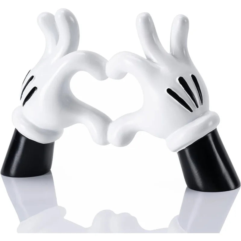 Cartoon Mickey Mouse Heart Hands Resin Statue Modern Home Decor Accents Love Finger Sculpture Room Decor Accessories