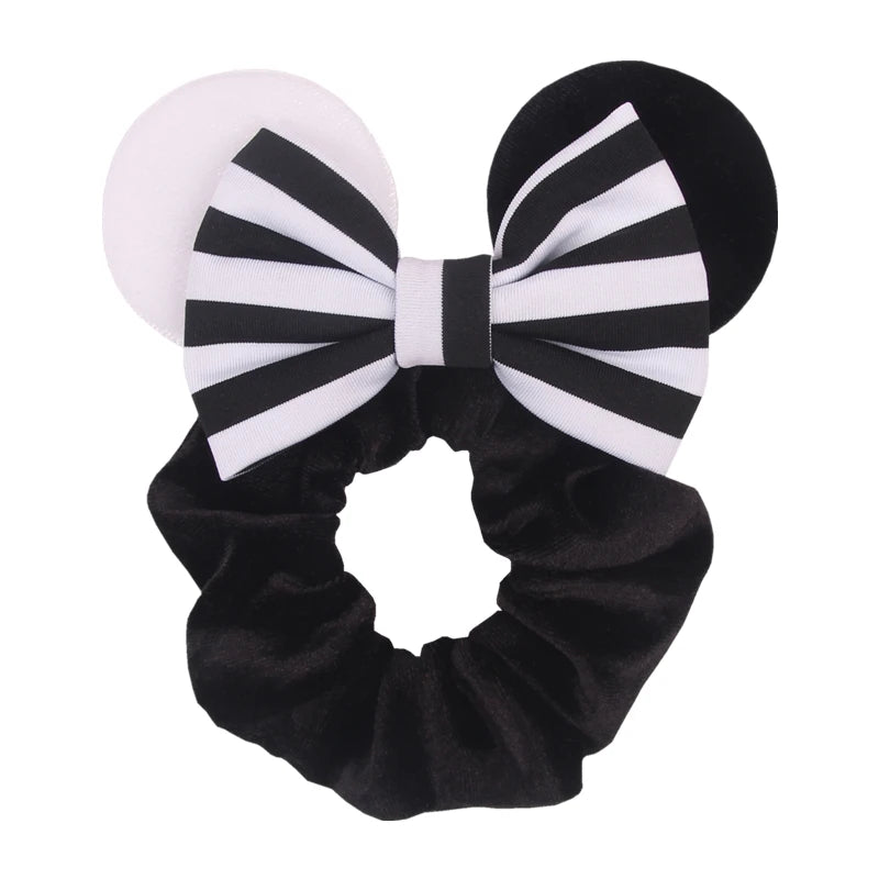 Cartoon Polka Dot Bow Hair Scrunchies Velvet Hairbands For Girls Sequins Bows Headbands Women Kids Party DIY Decoration