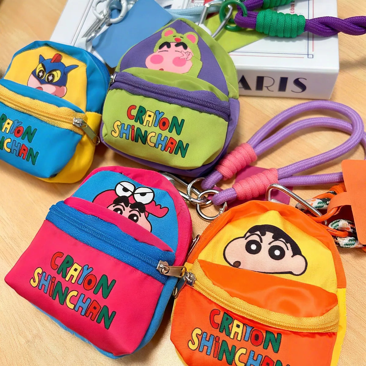 Crayon Shin Chan Anime Figures Cartoon Mobile Phone Lanyard Wallet Earphone Case Storage Bag Protable Bag Keychain Gife for Kid
