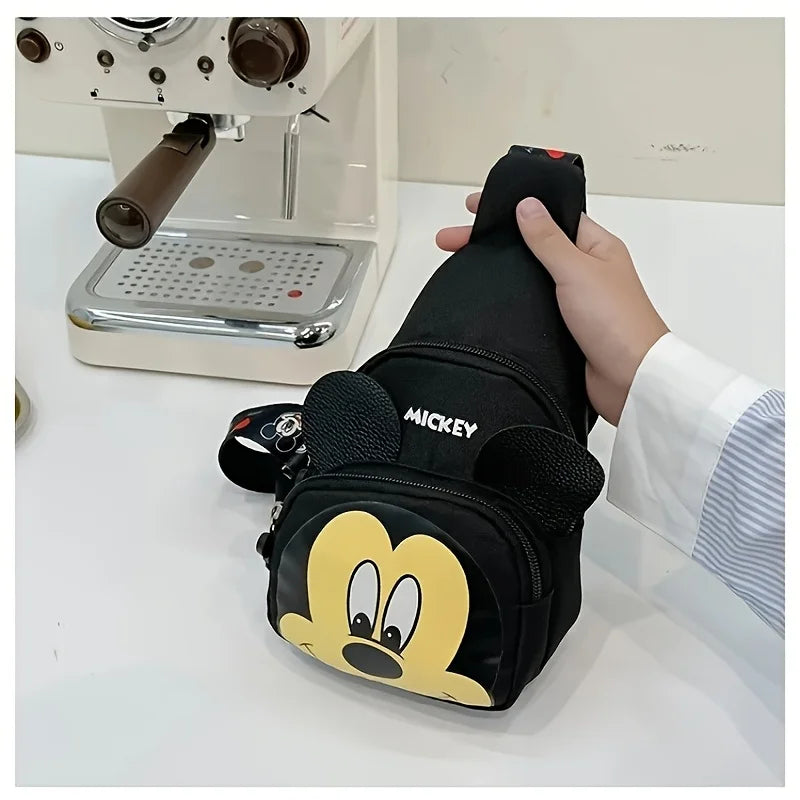 Women's Large-Capacity Single-Shoulder Bag with Cute Disney Mickey Mouse Cartoon Letters, Shoulder School Bag for Study