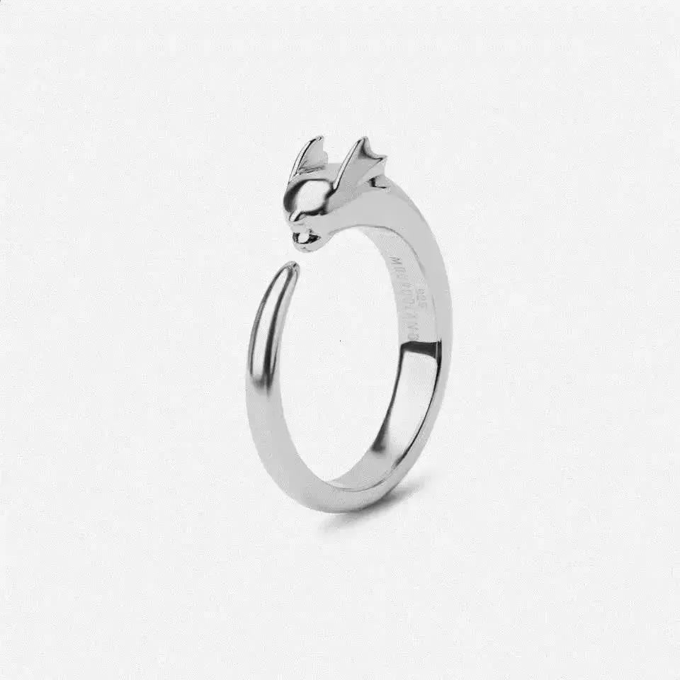 Pokemon Dratini Couple Ring S925 Silver Anime Peripheral Opening Adjustable  Cartoon Accessories Fashion Gift