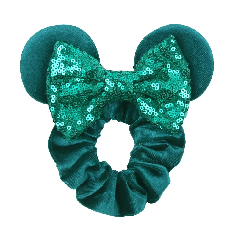 Cartoon Polka Dot Bow Hair Scrunchies Velvet Hairbands For Girls Sequins Bows Headbands Women Kids Party DIY Decoration