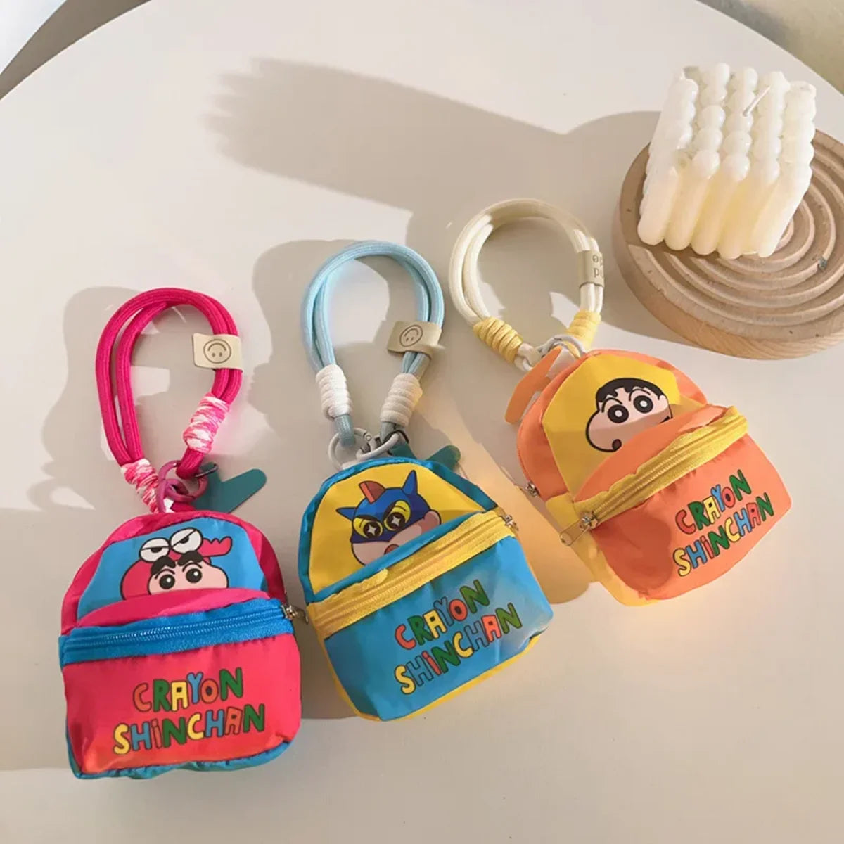 Crayon Shin Chan Anime Figures Cartoon Mobile Phone Lanyard Wallet Earphone Case Storage Bag Protable Bag Keychain Gife for Kid
