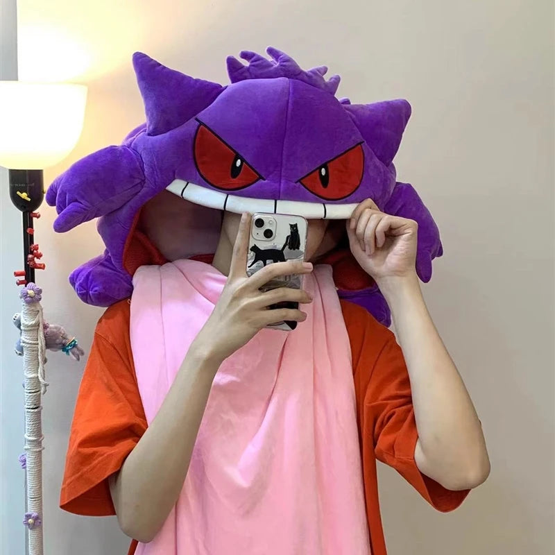 Cute Pokemon Gengar Kirby Headgear Doll Sleep Pillow Anime Integrated Dual Purpose Small Quilt Pet Sleeping Blanket Toy Figure