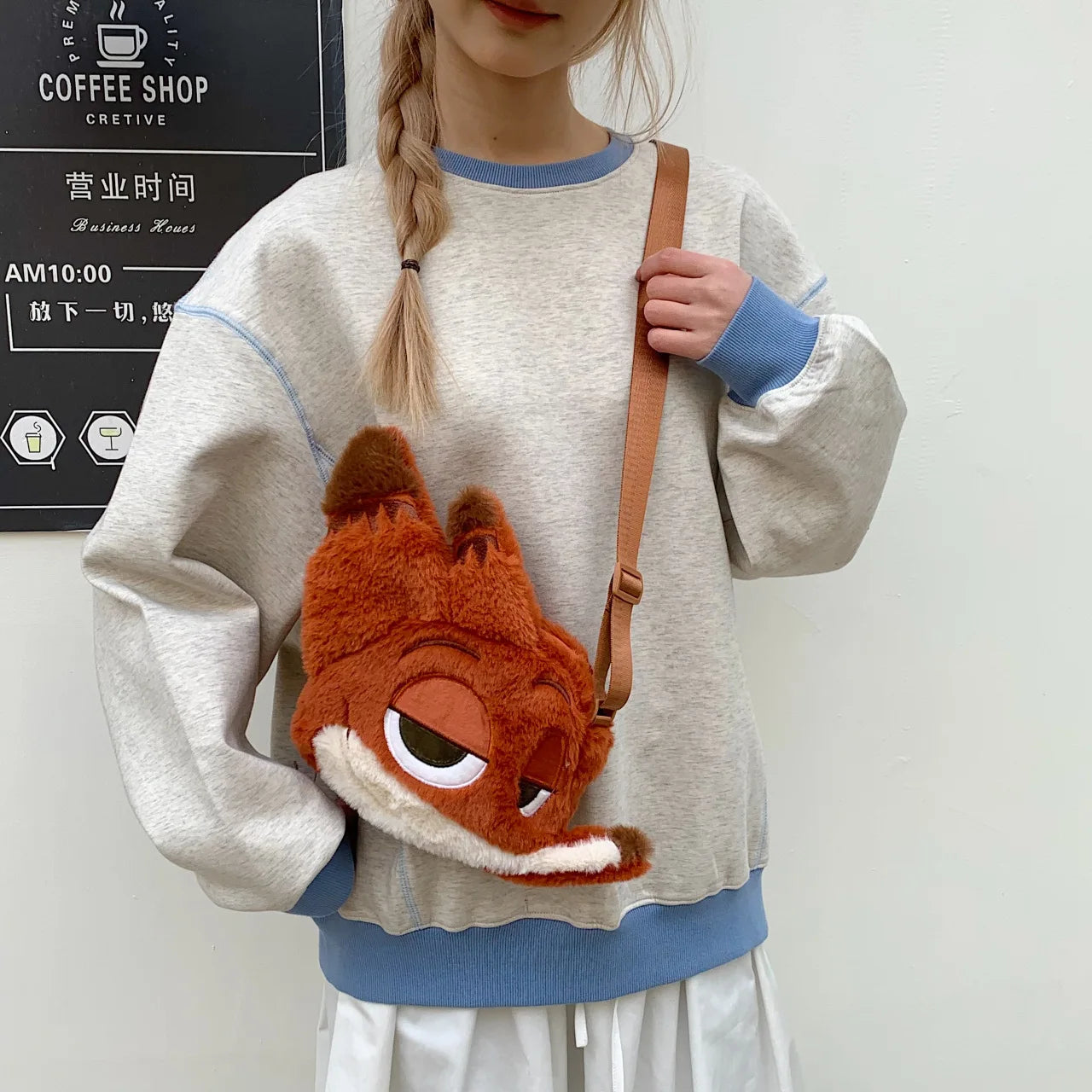 Zootopia 2 Nick Plush Cosplay Bag Large Capacity Soft Furry Shoulder Bag Daily Casual Travel Storage Purse Anime Periphery Gift