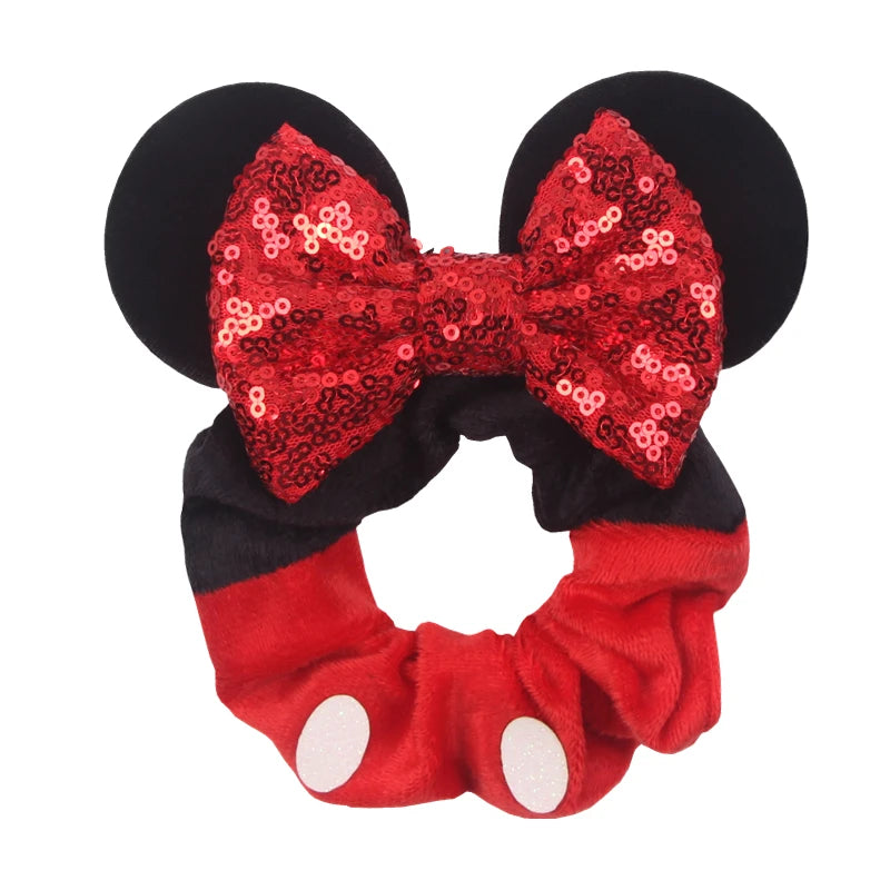 Cartoon Polka Dot Bow Hair Scrunchies Velvet Hairbands For Girls Sequins Bows Headbands Women Kids Party DIY Decoration