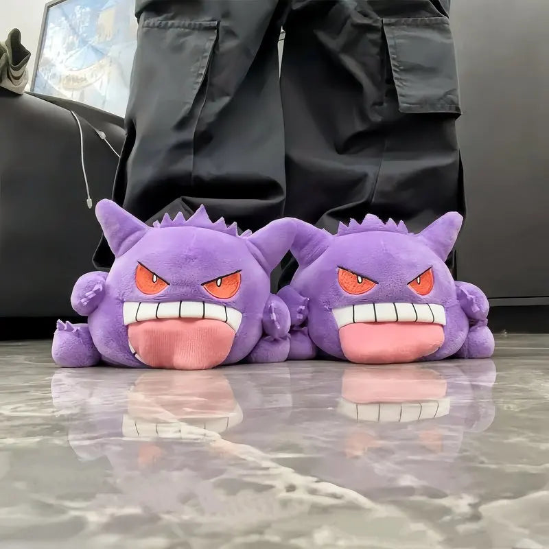 2026 New Gengar Slippers Funny Tongue Out Design Soft Sole Cute Cozy Winter Warm Indoor Couple Home Slippers Toy