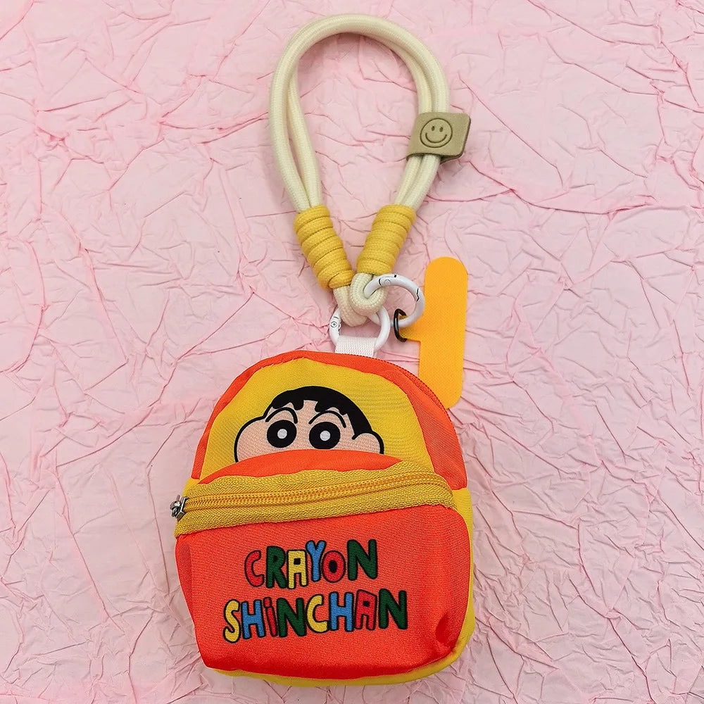 Crayon Shin Chan Anime Figures Cartoon Mobile Phone Lanyard Wallet Earphone Case Storage Bag Protable Bag Keychain Gife for Kid