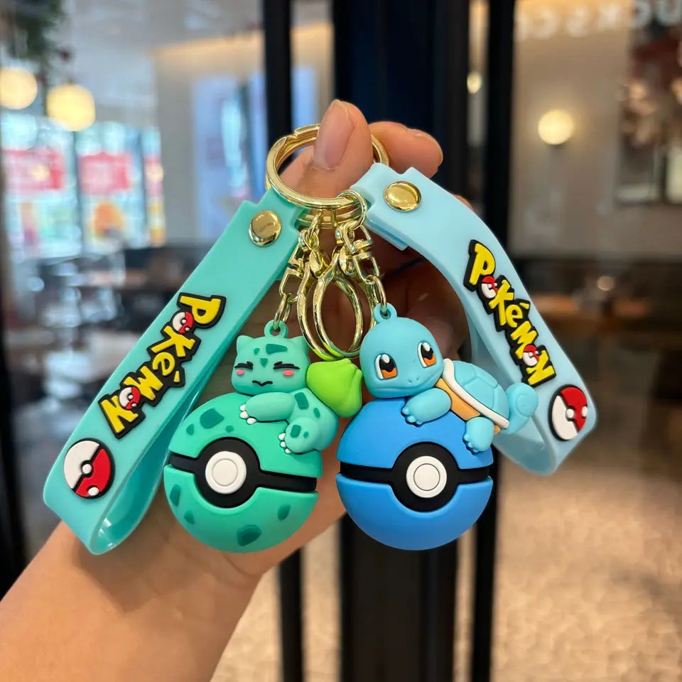 Pokémon Poké Ball Keychain Set, Pikachu Eevee Charmander figure Keychain, Anime Collectible Key Ring for Bag Backpack Gift
