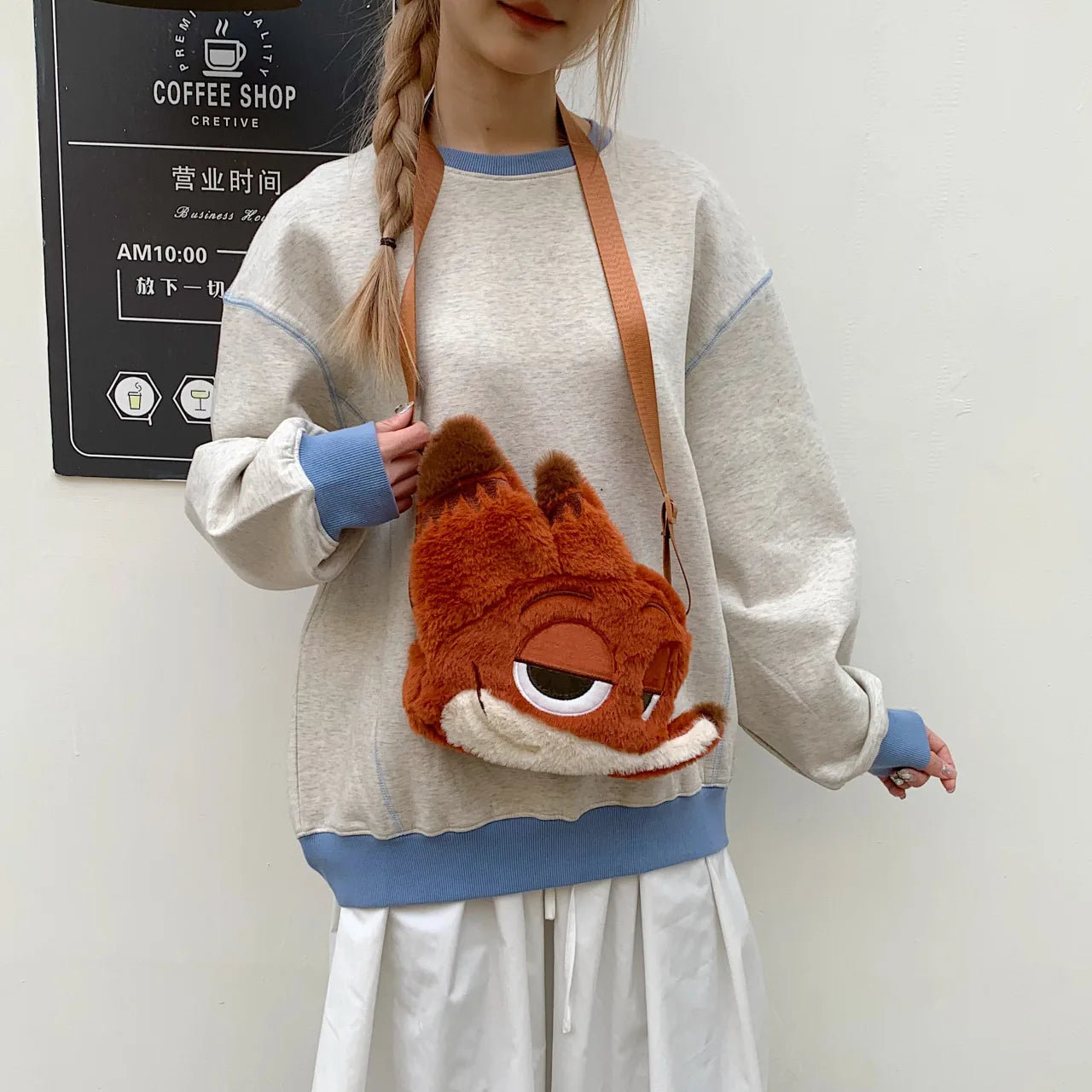 Zootopia 2 Nick Plush Cosplay Bag Large Capacity Soft Furry Shoulder Bag Daily Casual Travel Storage Purse Anime Periphery Gift