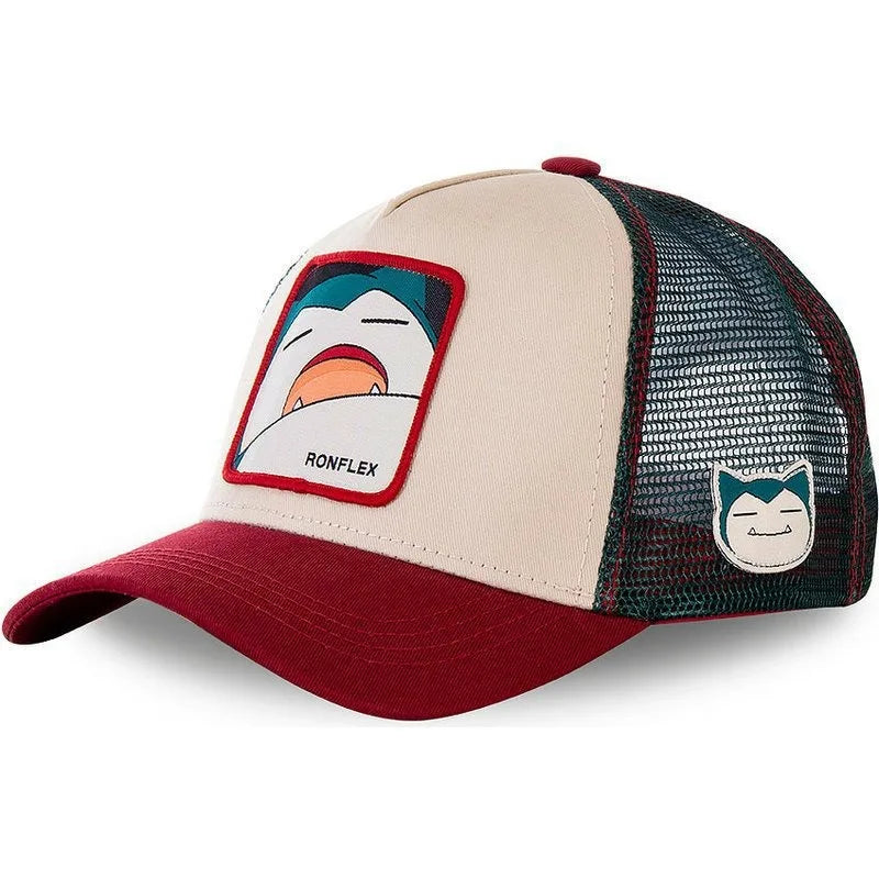 High Quality Pokemon Cute Cartoon Pikachu Psyduck Summer Net Hats Ventilated Men's and Women's Baseball Caps Hip Hop Fashion
