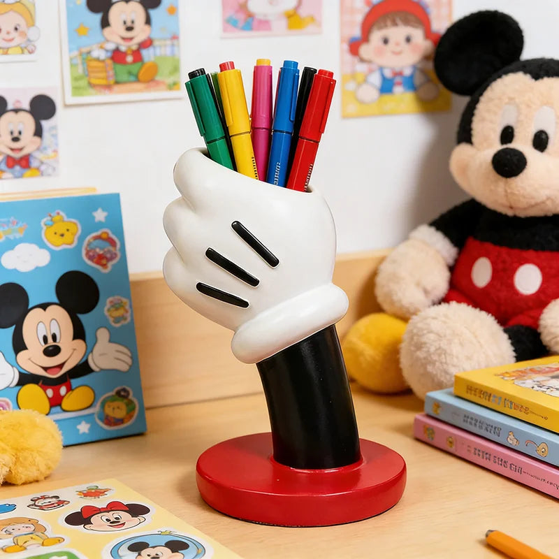 1pc Disney Mickey Hand Model Pen Container Vase Cute Cartoon Creative Home Ornament Student Stationery Office Desk Decor Gifts