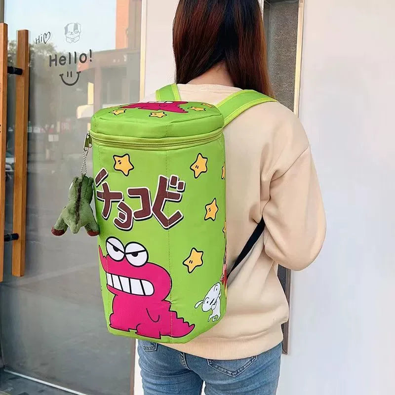 Crayon Shin-Chan Same Style Cute Backpack Crocodile Biscuit Backpack Top Zipper Badminton Racket Bag Portable Large Capacity Bag