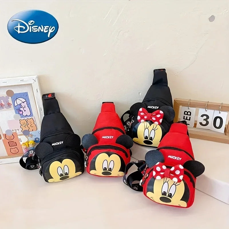 Women's Large-Capacity Single-Shoulder Bag with Cute Disney Mickey Mouse Cartoon Letters, Shoulder School Bag for Study