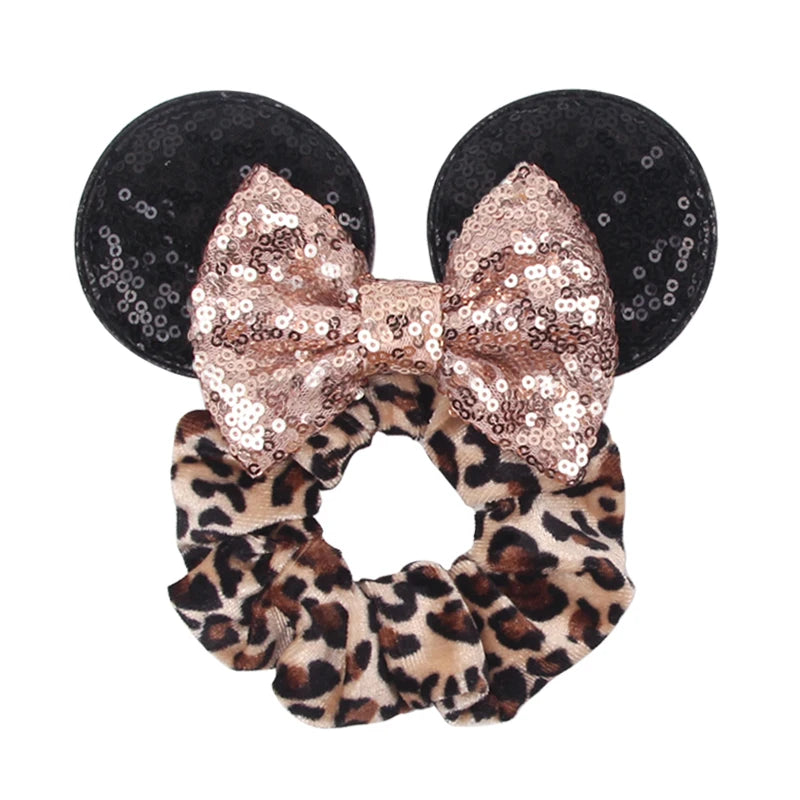 Cartoon Polka Dot Bow Hair Scrunchies Velvet Hairbands For Girls Sequins Bows Headbands Women Kids Party DIY Decoration