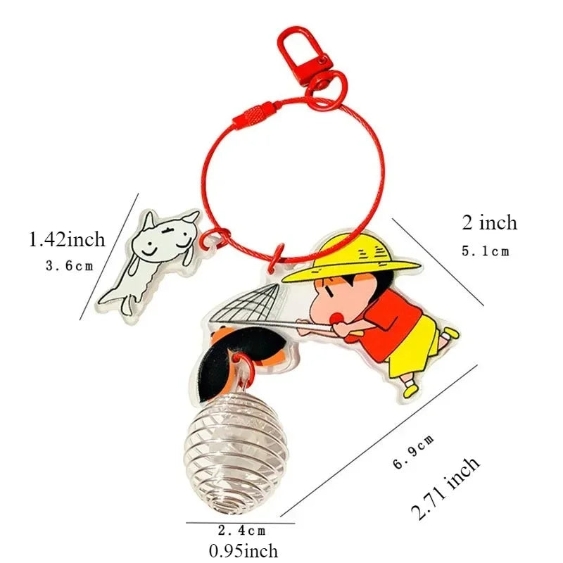 Crayon Shin Chan Acrylic Keychain Anime Figures Firefly Keyrings Backpack Gift for Boy Girl Children Couple Birthday Halloween