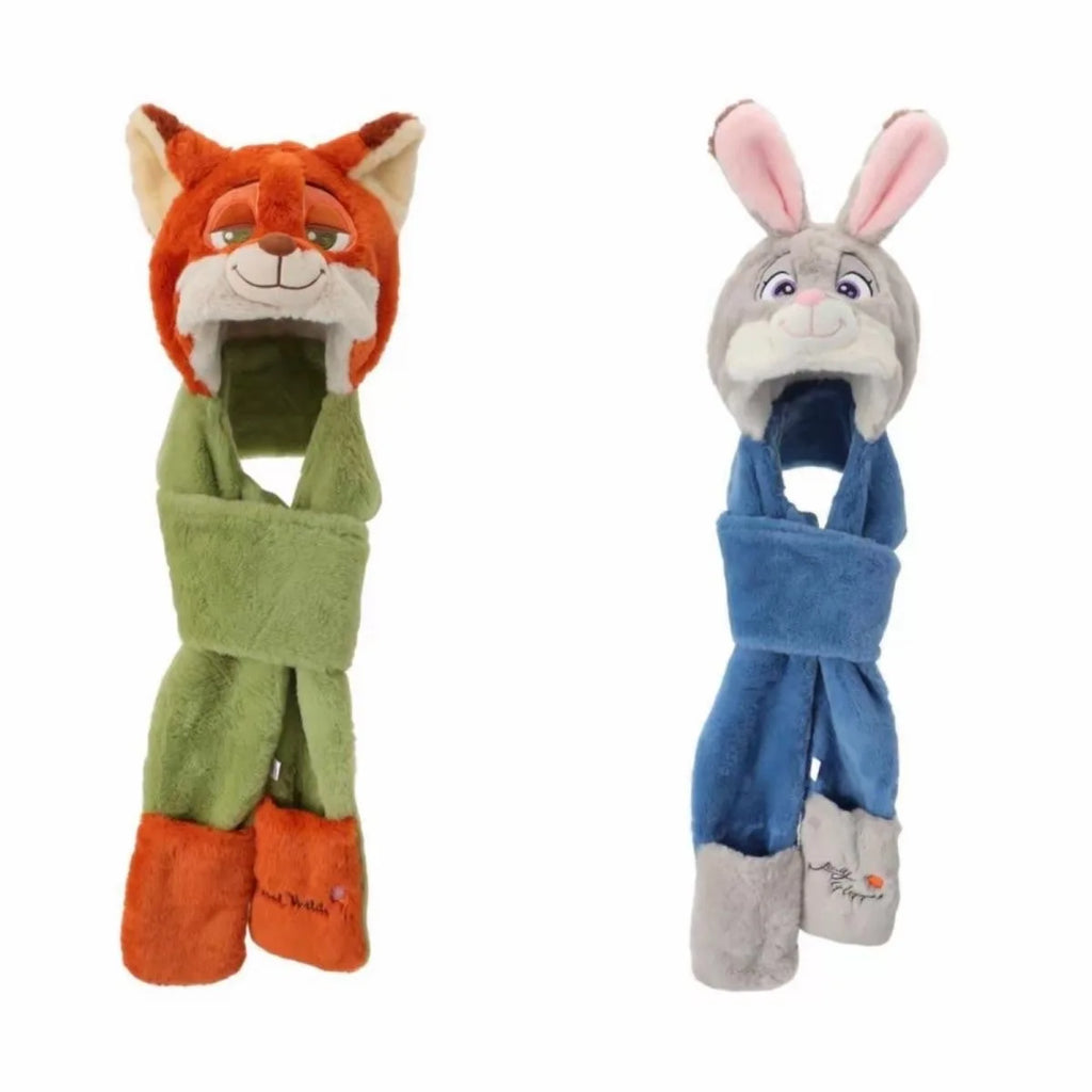 New Disney Cartoon Zootopia Character Judy Nick Plush Hat Warmth Soft Winter Warm Ear Hoods Boys and Girls Holiday Xmas Gift