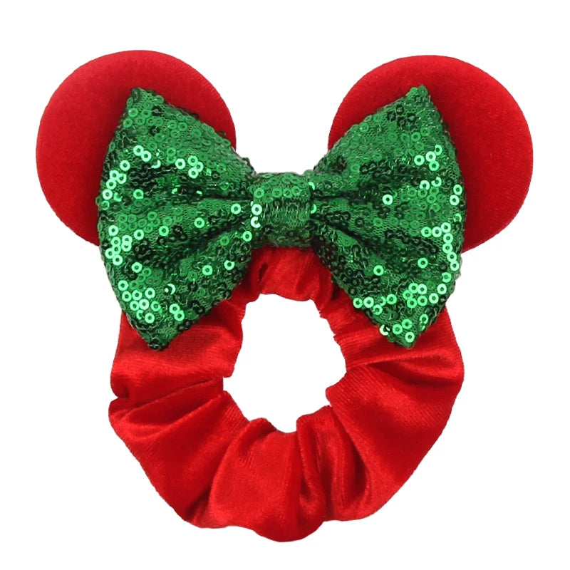 Cartoon Polka Dot Bow Hair Scrunchies Velvet Hairbands For Girls Sequins Bows Headbands Women Kids Party DIY Decoration