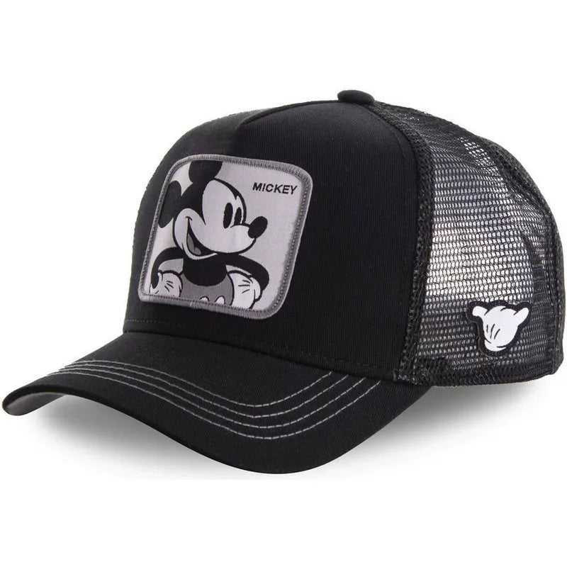 Kawaii Mickey Trucker Cap Mesh Back Baseball Hat Adjustable Cartoon Donald Duck Hip Hop Sun Protection Outdoor Streetwear Gifts