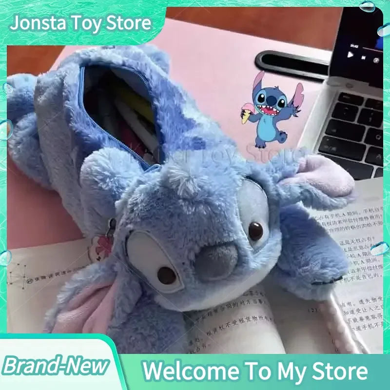 【Stock】Stitch Plush Cute Pencil Case Anime Kawaii Pen Bag Kids School Home Stationery Box Lilo & Stitch Plush Bags Kids Gift Toy