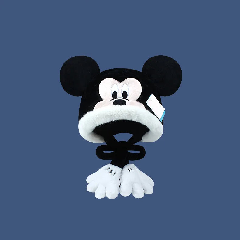 Kawaii Winter Warm Plush Hat Minnie Mickey Mouse Figure Soft Cap For Adults Christmas Gifts