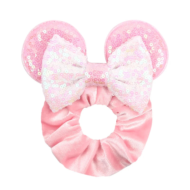 Cartoon Polka Dot Bow Hair Scrunchies Velvet Hairbands For Girls Sequins Bows Headbands Women Kids Party DIY Decoration