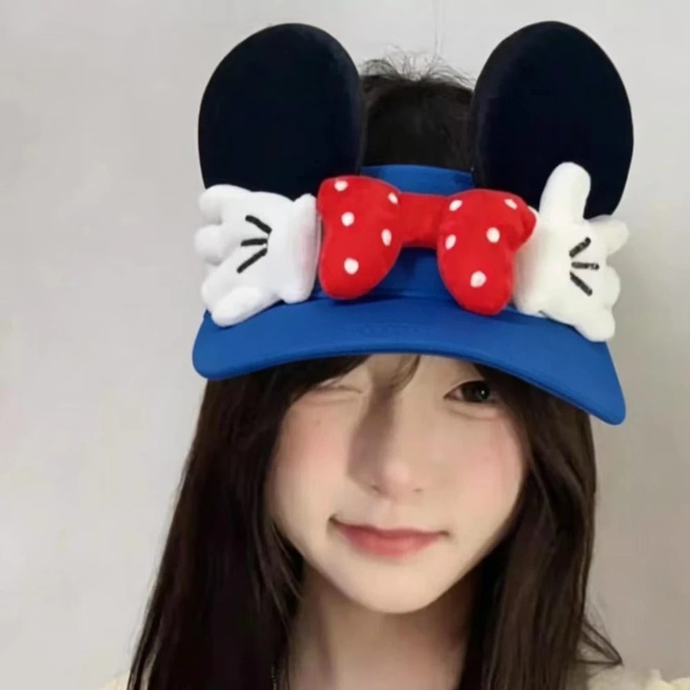 Cute Cartoon Mickey Hat Women's New Summer Fashion and Versatile Travel Sun Protection Peaked Hat Suitable for Outdoor Travel