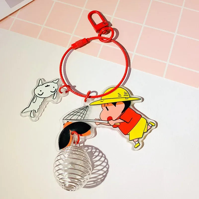 Crayon Shin Chan Acrylic Keychain Anime Figures Firefly Keyrings Backpack Gift for Boy Girl Children Couple Birthday Halloween